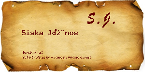 Siska János névjegykártya